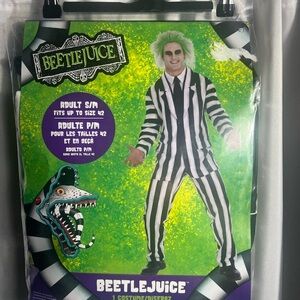 Beetlejuice Men’s Adult Halloween Costume Suit Size S/M Fits Up To 42 2PCS NWT